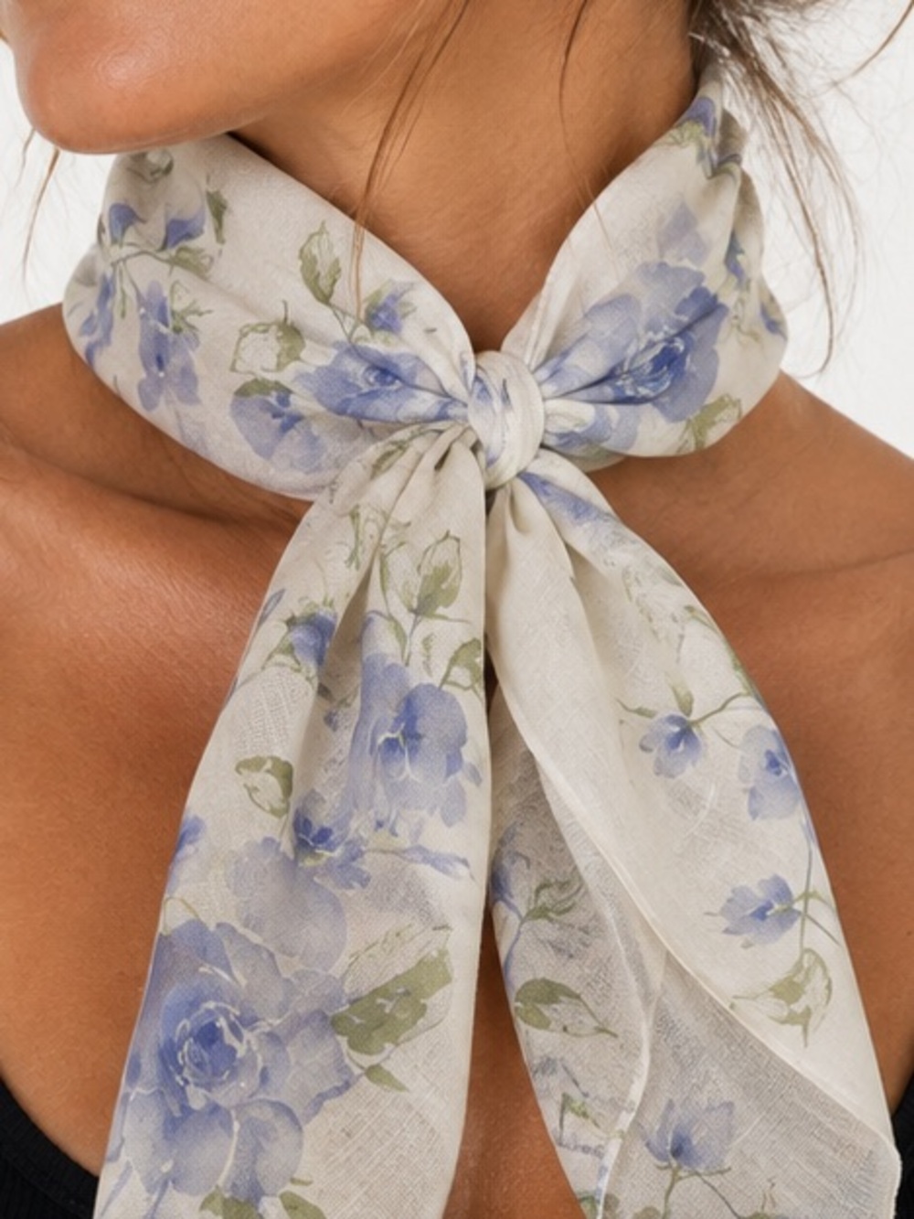 Vintage Small GAP Blue Floral Sheer Square Scarf Made in Italy Cottagecore